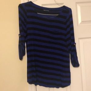 Cable and gauge shirt, blue and black, size large